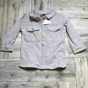 Mebie Baby Toddler Kids Button Front Long Sleeve Utility Shirt Gray Size 4T NWT